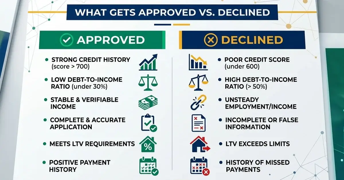 Approval vs decline factors with background flag