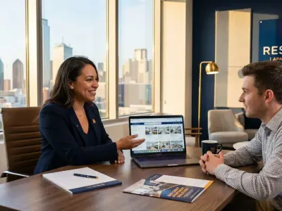 Apartment locator reviewing credit options with a renter