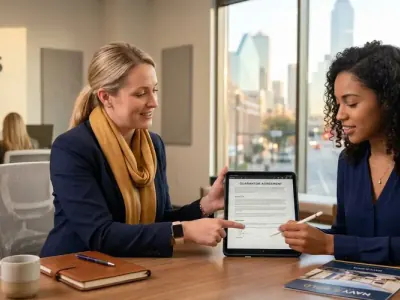 Renter reviewing guarantor agreement with locator